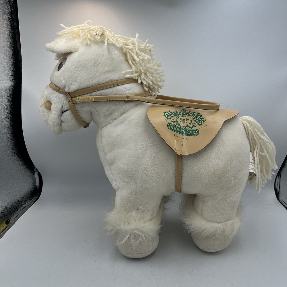 Vintage Coleco Cabbage Patch Kids White ShowPony Plush Horse 1984 Stuffed Animal